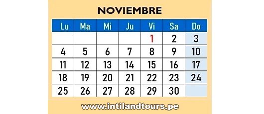 Calendario Noviembre 2019